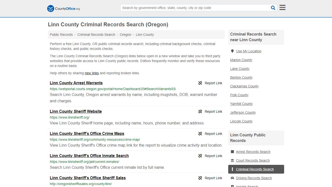 Linn County Criminal Records Search (Oregon) - County Office